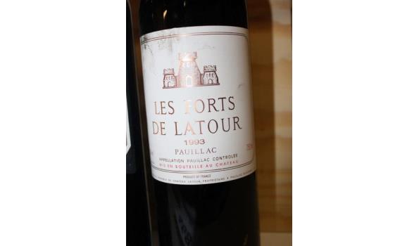 2 flessen à 75cl rode wijn Chateau Margaux 1er grand Cru Classé, 2010 plus fles à 75cl rode wijn Les Forts dfe Latour, Pauillac, 1993